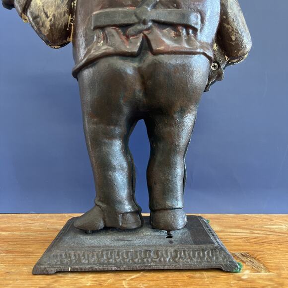 VTG Cast Iron Banjo Player Clock Figurine-16.5″ Tall-Glass Eyes-Black Americana - Picture 6 of 10